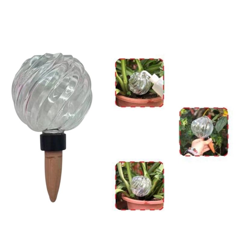 Set of 4 Watering Bulbs for Indoor Pots, Large Capacity Glass Slow Watering Globes with Ribbed Design for Balcony Flowers