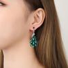 1 Pair Drop Earrings Vintage Rhinestone Peacock Golden Finish Luxury Elegant Green Faux Crystal Feather Dangling Earrings Fashion Jewelry
