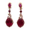 Sparkling Luxury Palace Style Ruby Earrings for Women Copper Plating Rose Gold Red Zircon Wedding Engagement Zircon Gift