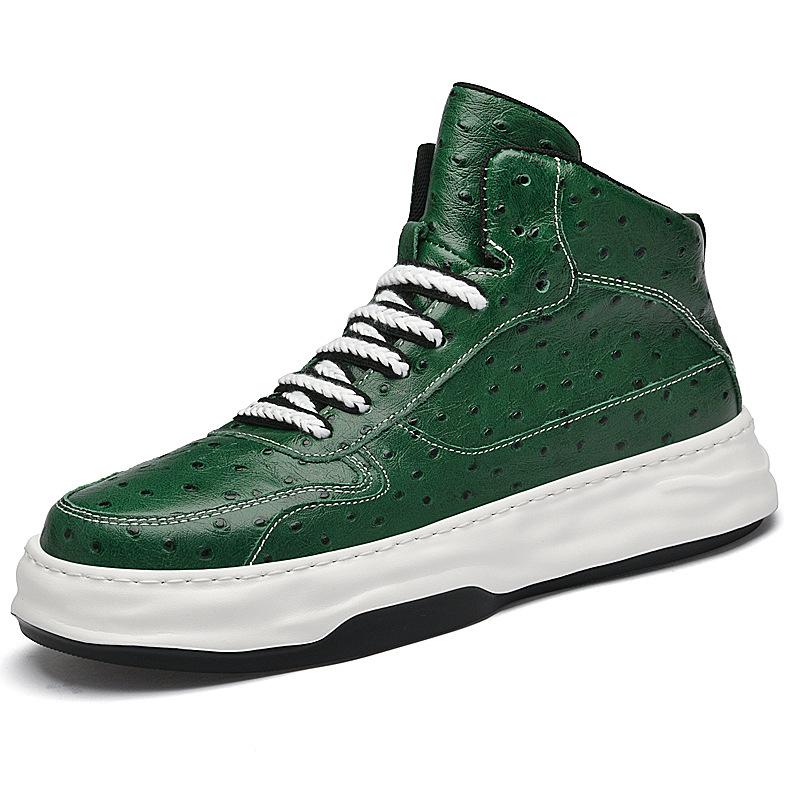 

Мужские туфли на толстой подошве, полусапожки средней высоты, белые туфли, весенние низкие, с внутренней высотой, увеличивающей рост, кожаные спортивные и повседневные туфли, белые 45 зелёный