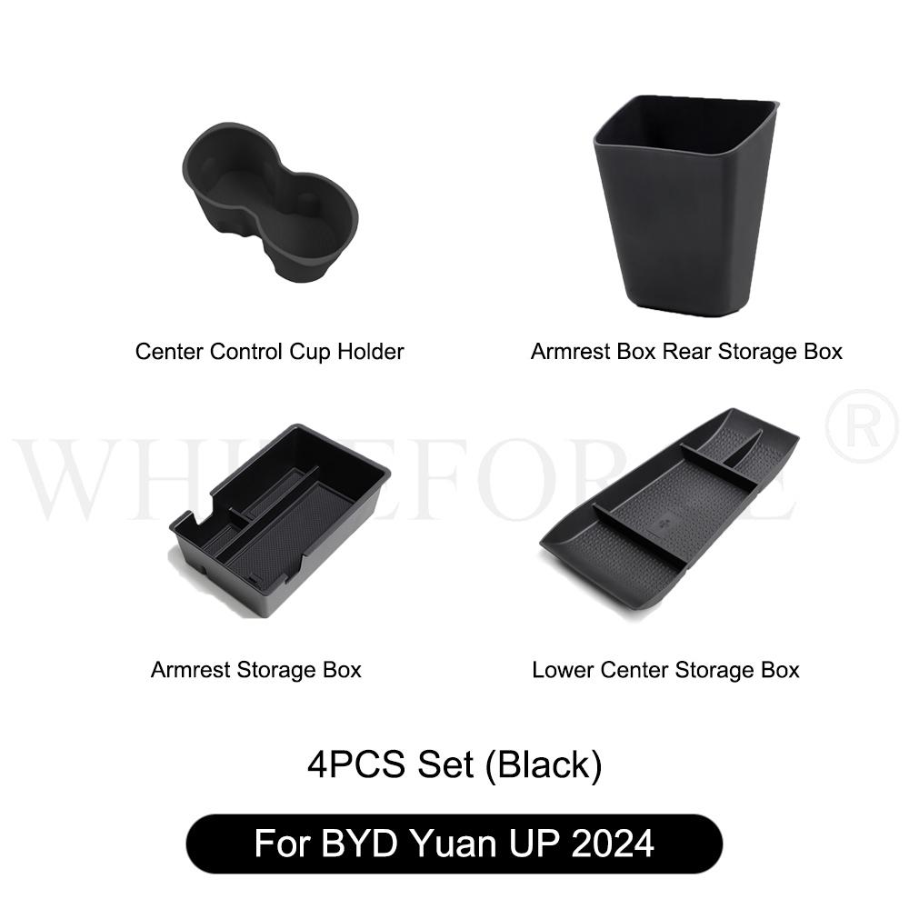 For BYD Yuan UP 2024 Center Control Water Cup Holder Armrest Storage Box Central Lower Storage Box Trash Can Organizer Accessory