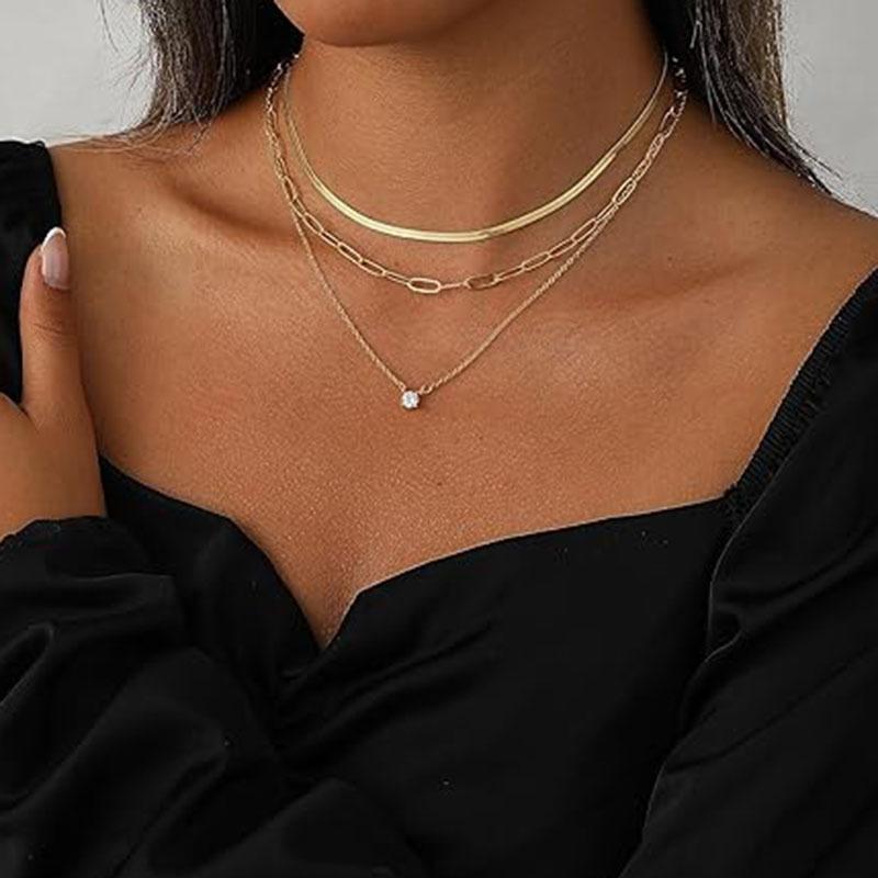 Trendy Multi-layer Stackable Clavicle Necklace for Women - European & American Style