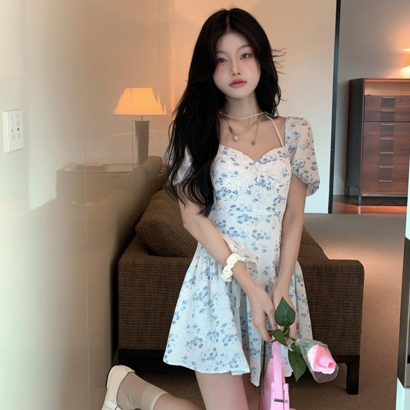 Women's Floral Dress Ruffled  Summer Short Dress Off Shoulder