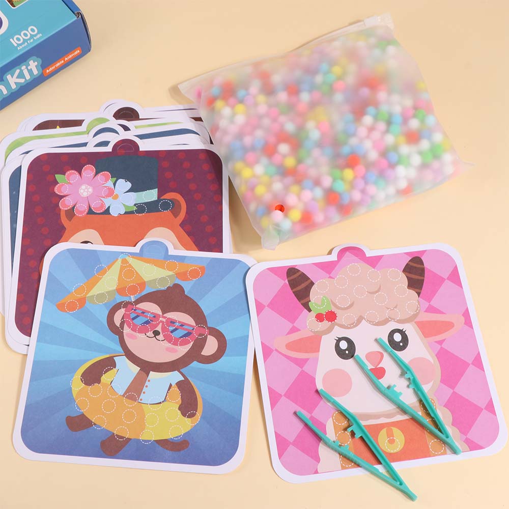 Handgemachtes Material Tier-Pompom Kunst-Set Pädagogisches Pompom Bastelspielzeug Kreatives Spiel