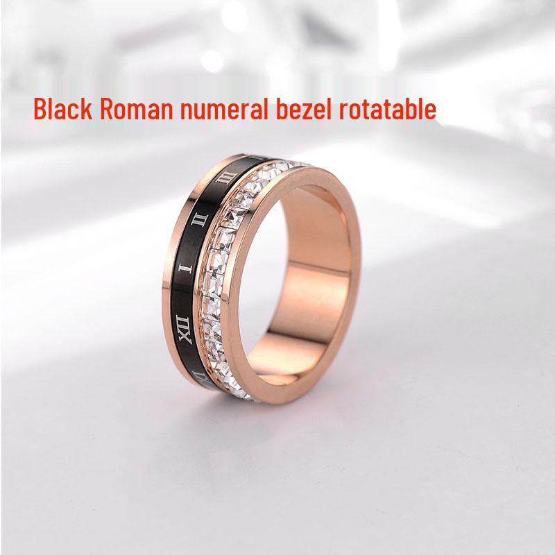 European & American Rotatable Titanium Steel Star Diamond Ring