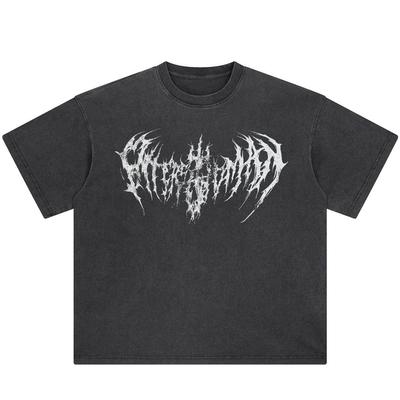 Camiseta Streetwear Gráfico Esqueleto de Murciélago Lavado Negro Algodón Unisex Tops Camisetas Verano Manga Corta