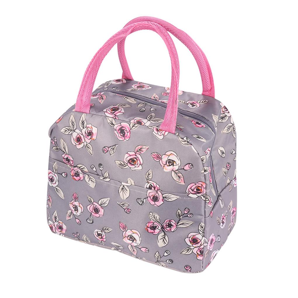Lunch Bag Carry Holders Containers Rose Pattern Picnic Organizer Container Worker Student Food Storage Bags Carrying Pouches