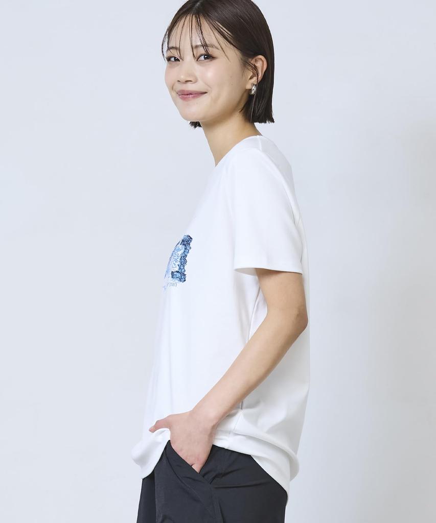 LL Bean Pima Cotton Crew Neck Graphic US Size Deep Chelt 1000227054 Women's Tee, Fit, Regular, S, Green/Bean Green,