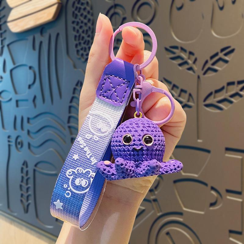 

Очаровательный брелок из смолы в виде осьминога, подарок для пары, милый брелок для сумки фиолетовый