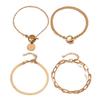 5pcs Set Hip Hop Punk Gold Color Snake Bone Chain Bead Chain OT Clasp Multi-layer Bracelets for Women Personality Jewelry Sets