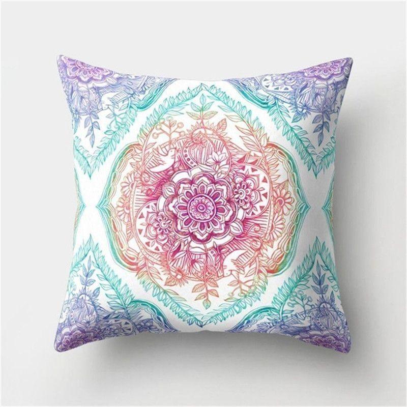 

Luxurious Boho Mandala Flower Square Pillow Case Enhances Any Home Or Car Decor Y