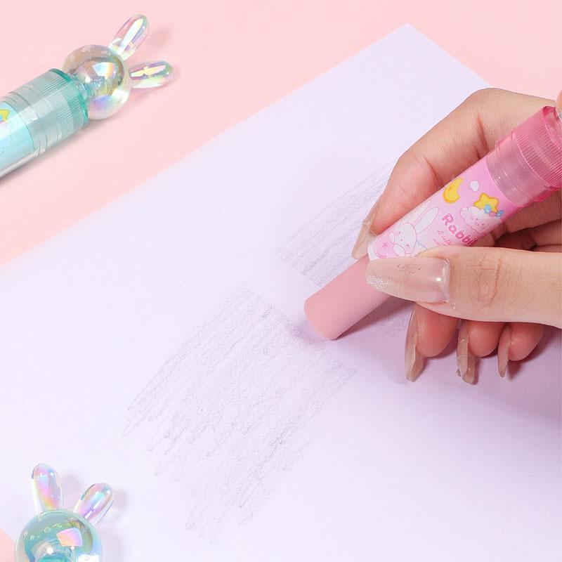 1 kus roztomilý kawaii krystalový králík rtěnka guma papírnictví školní kancelářské potřeby kreativní novinka tužka guma novinka hezká