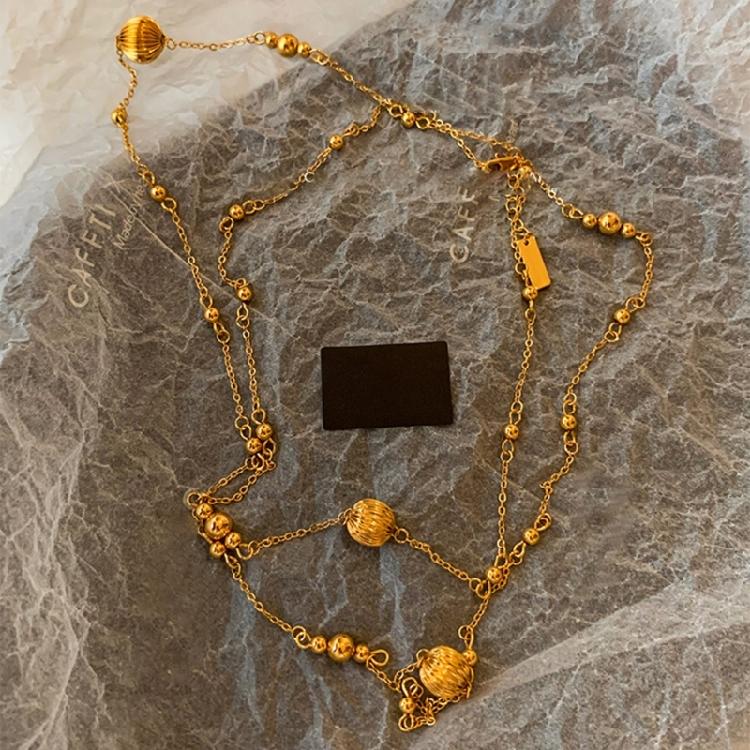 Elegant Sweater Necklace Adornment Elegant Layered Pumpkin Beads Necklace Adornment for Casual and Formal Occasions