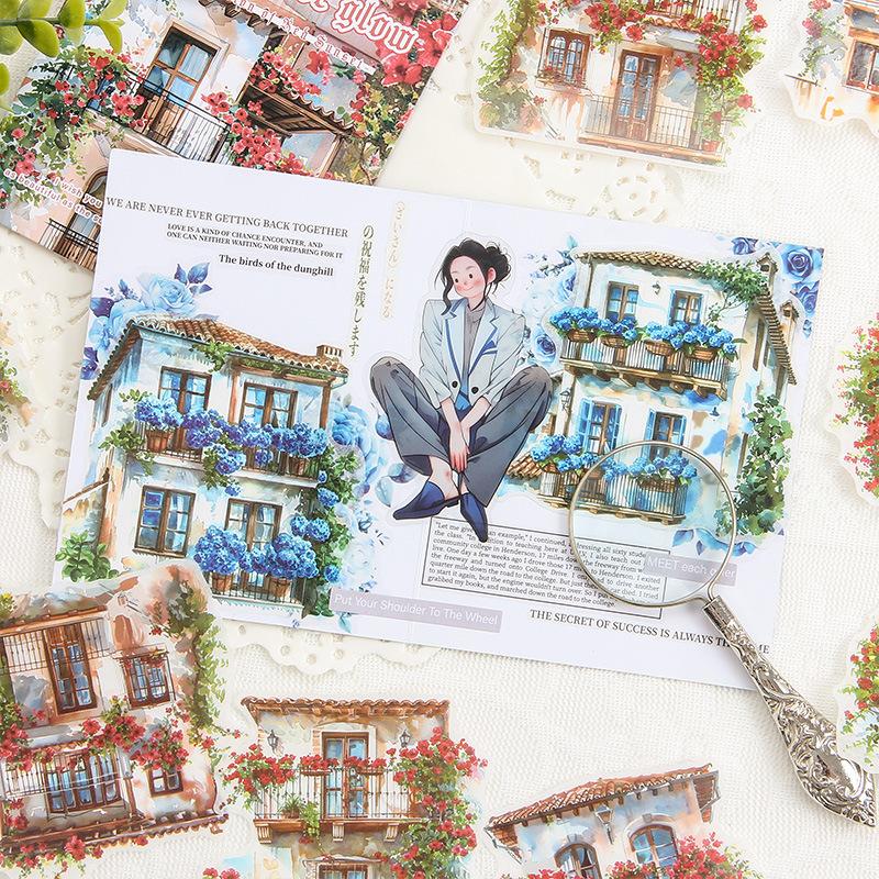 10 Pcs Garden Landscaping and Paper Tent Stickers Pack PET Material Creative Stickers Scrapbooking Material