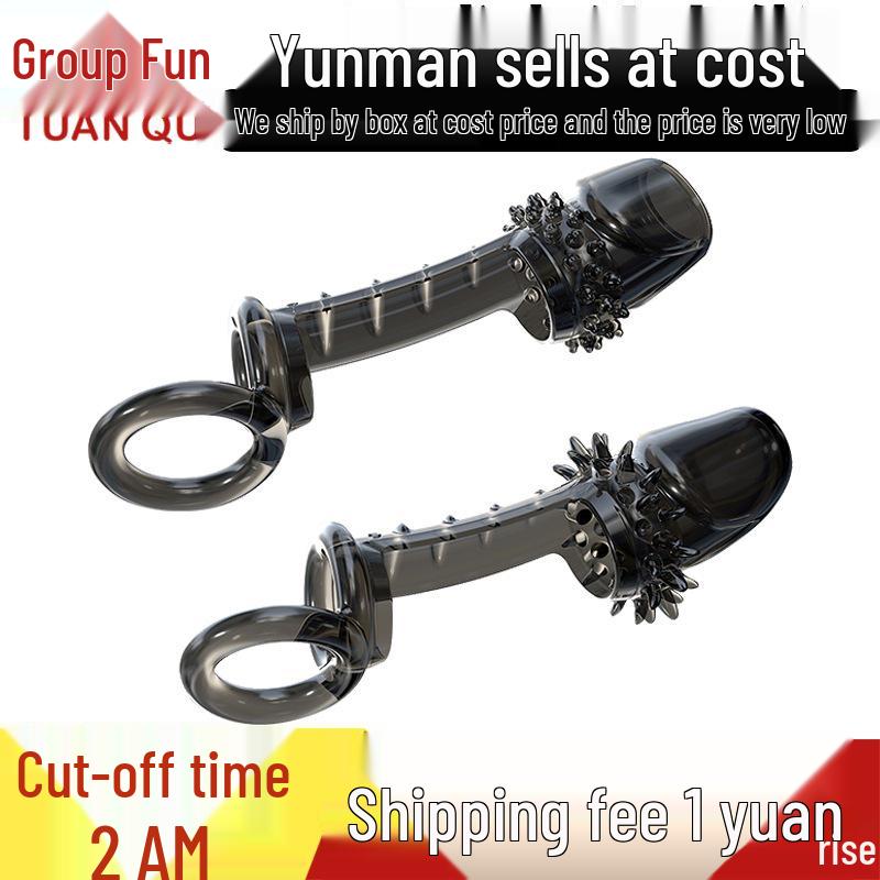 Yunman Kristall Wolfszahn Hülle: Mehrfach genoppte, Große Partikel, Extra lange & dicke Penishülle mit Fessel- und Verzögerungsring