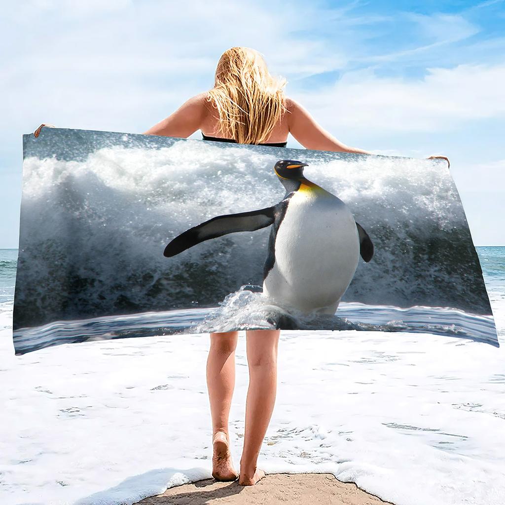 Asciugamani da Spiaggia Uccello Pinguino Asciugatura Rapida Microfibra Morbido e Assorbente Asciugamano da Bagno Viaggio Outdoor Asciugamano da Spiaggia Sovradimensionato Senza Sabbia