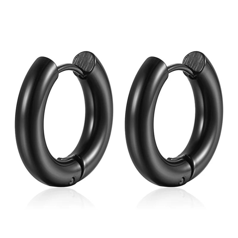 Punk Stainless Steel Plain Ring Round Hoop Earrings For Women Gold Copper 18K Plated 4Mm Thick Circle Loop Huggies Jewelry Gift