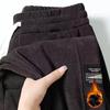 Men Cozy Corduroy Casual Trousers Loose Ties At The Legs, Autumn Winter Plus Size Plush and Thickened Versatile Sweatpants
