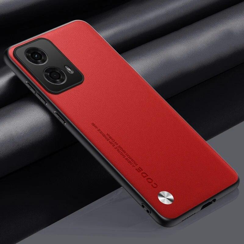 Luxury Plain PU Leather Case For Motorola G24 Back Cover Matte Silicone Full Protection Phone Case For Motorola Moto G24 4G G84 G54