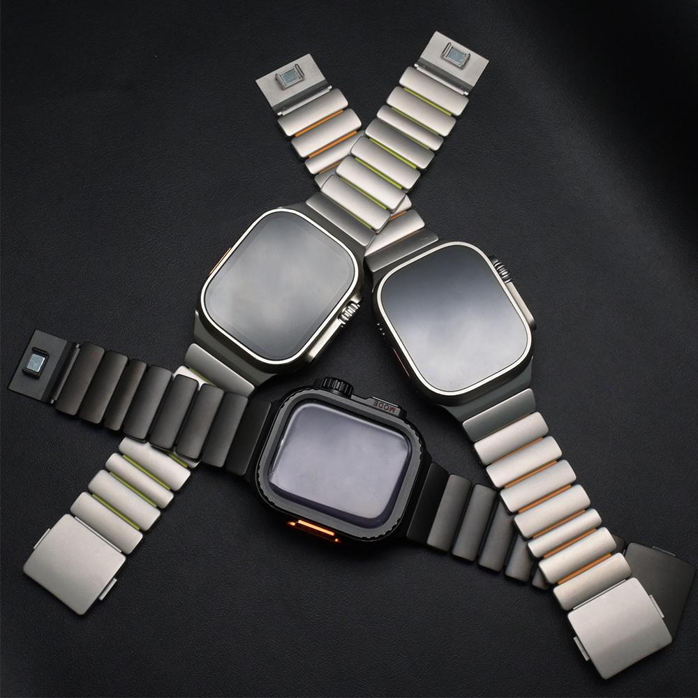Men Titanium Band+Metal Case for Apple Watch Ultra 3 49mm Luxury Rubber Strap for iWatch Series 11 10 46mm 9 8 7 6 SE 44mm 45mm