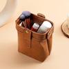 Retro Leather Makeup Bag Home Bathroom Vanity Lipstick and Makeup Brush Storage Bag Travel Portable Organization