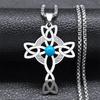 Celtic Trinity Knot Triquetra Necklace for Women Men Silver Color Stainless Steel Stone Witch Necklaces Jewelry Collar N8064S02