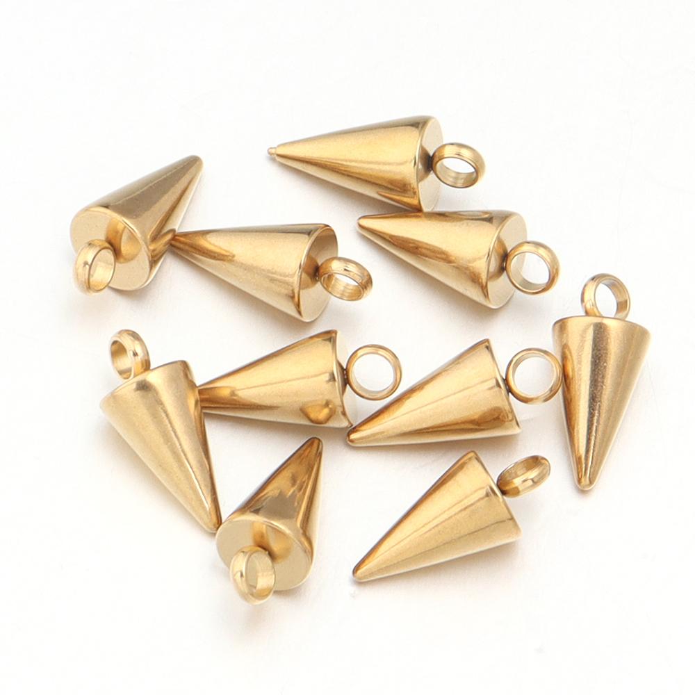 10PCS Stainless Steel Cone Charms Pendants Retro Spike Beads Charms Pendants for Women Man Hoop Earring Jewelry Making Supplies