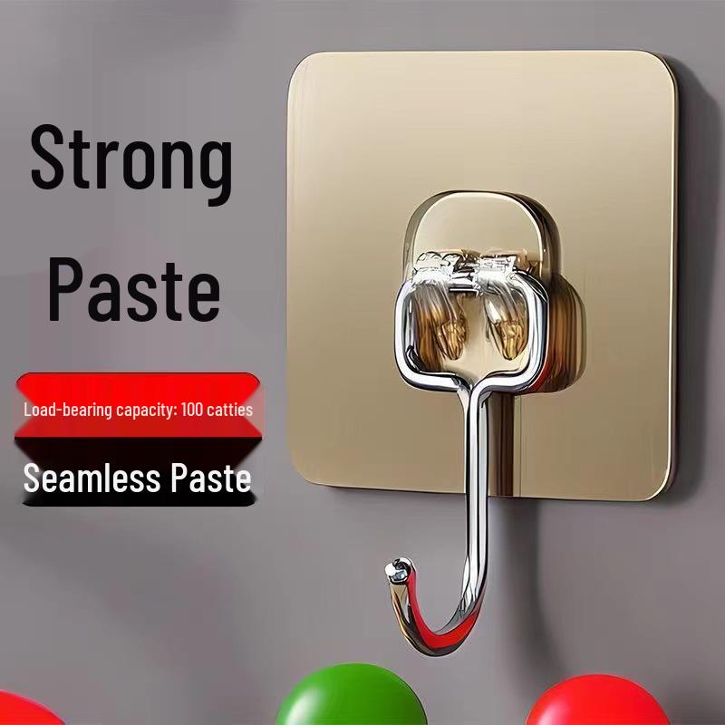 Durable Adhesive Stainless Steel Wall Hook for Heavy Duty Kitchen Use