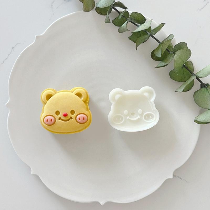 Cookie Stamp 3D Cartoon Bear Pattern Moon Cake Molds Hand Pressure Moon Cake Maker Baking Tool for MidAutumn Festival