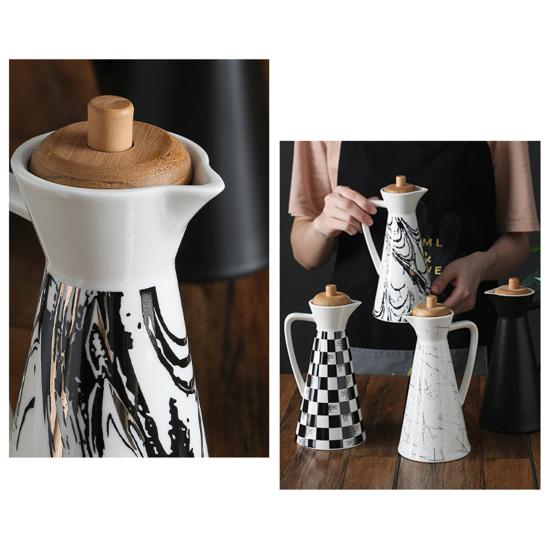 400/800ml Keramická láhev na dávkování oleje Prachotěsný design Ručně vyráběná keramika Nádoba na olej pro vaření v kuchyni Olivový olej Sójová omáčka Ocet Karafy Skladování