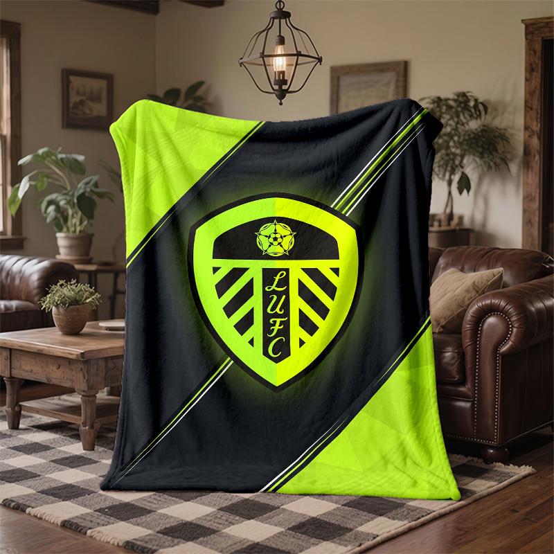Leeds United Theme Fleece Blanket Cozy Soft Plush Blanket For Bedroom Couch Travel