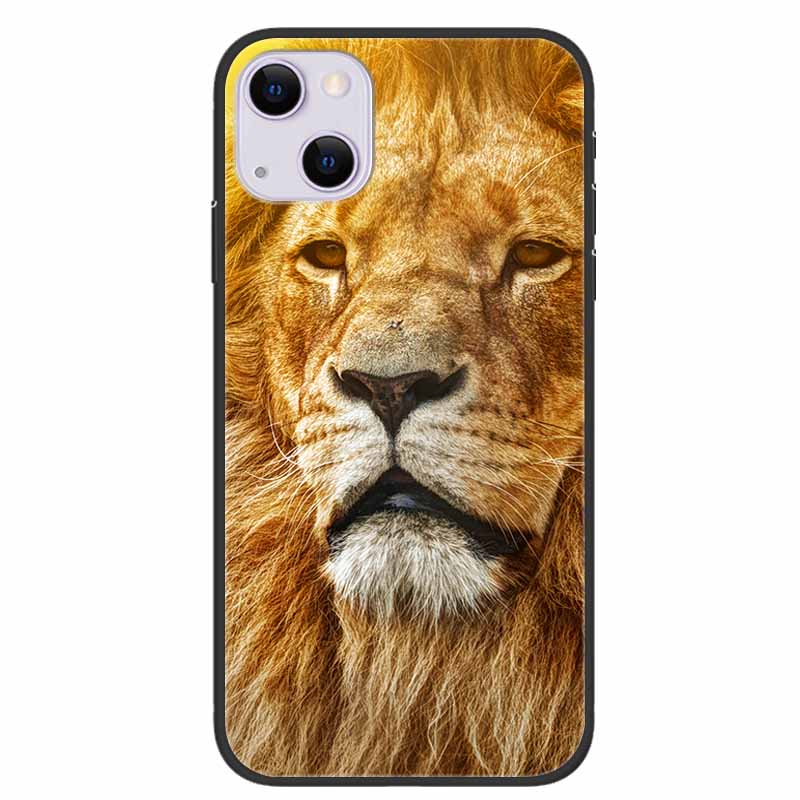 For iPhone 14/14 Plus Case Black Silicone Soft TPU Luxury Flower Animal Back Cover For iPhone 14/14 Plus New Shells for iPhone14