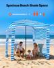 Beach Cabana, 1.83 x 1.83 m Beach Canopy with Side Wall, UPF 50+ Protection Easy Setup Cabana Tent with Sand Pockets, Portable Shade Sun Shelter