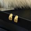 French Retro C-Shaped Hand-Hammered Wide Textured High-End Earrings