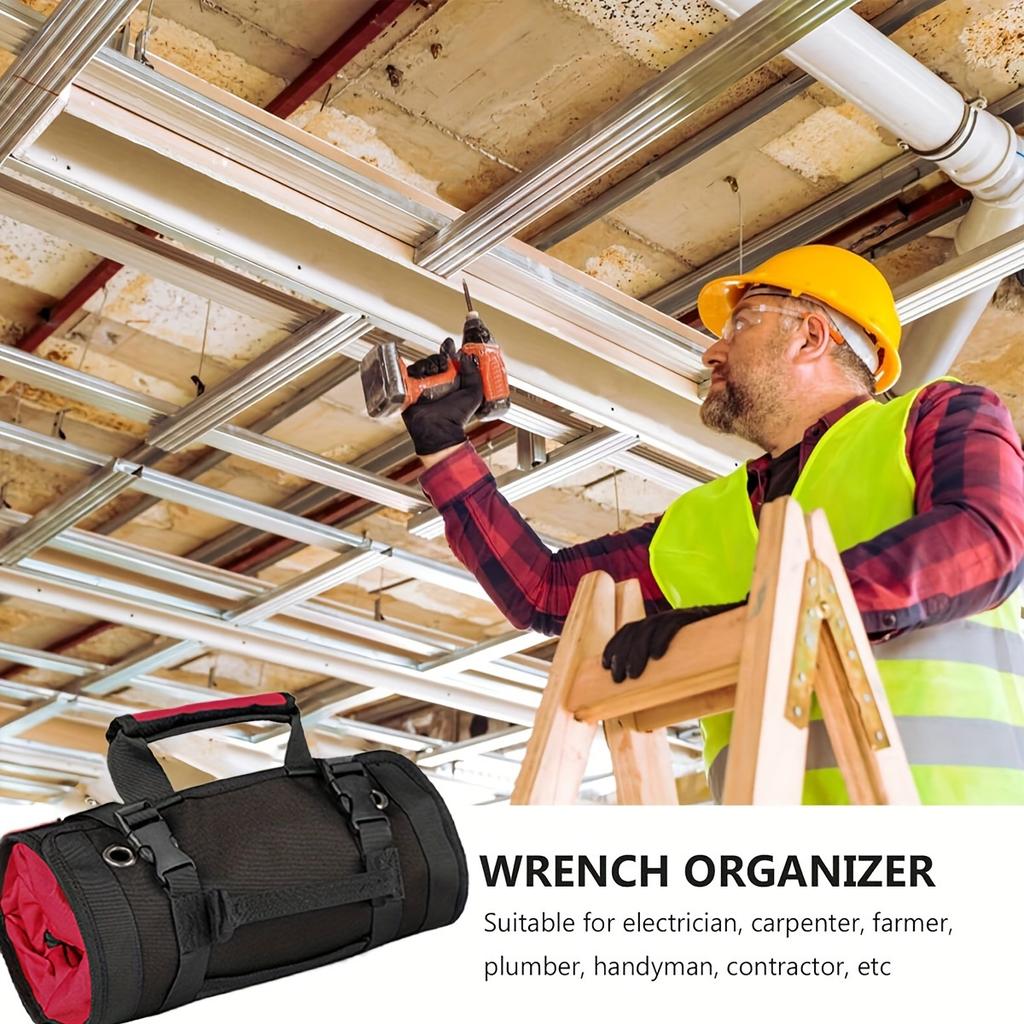 1pc Tool Roll,Rolling Tool Bag ,Heavy Duty Roll Up Tool Bag,Carpenter Tool Bag,Tool Roll Organizer For Mechanic, Electrician