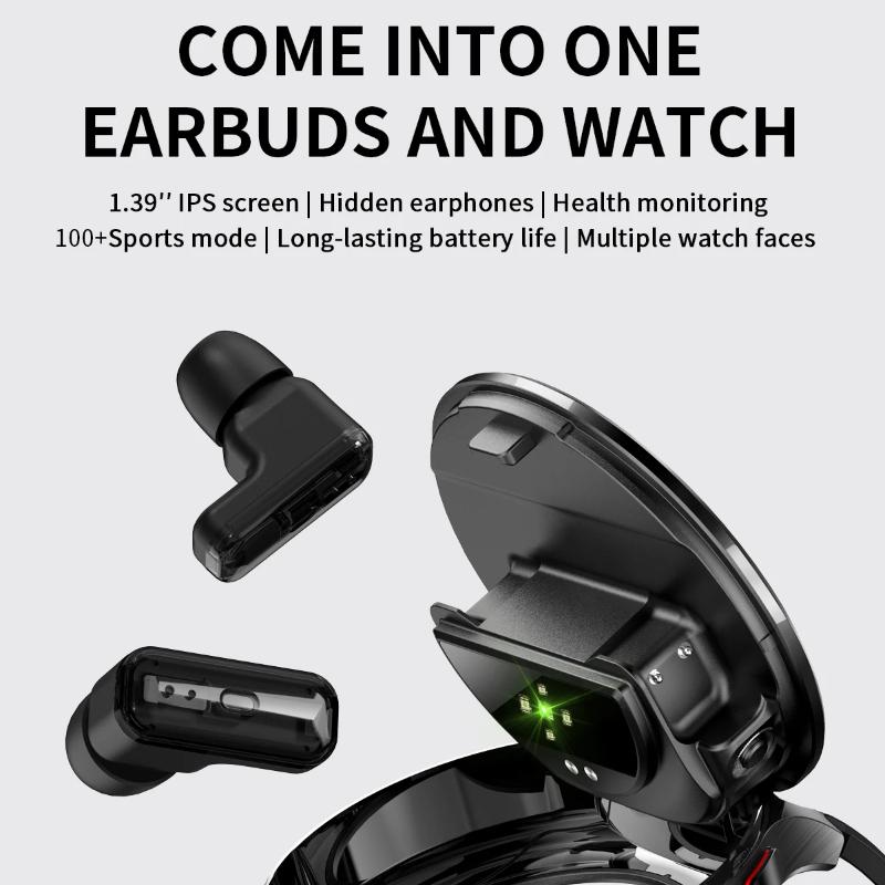 2025 New Smart Watch TWS 2-in-1 Bluetooth Earphones with Built-in Speaker HIFI 9D Sound Quality Health Monitor Watch for Android IOS