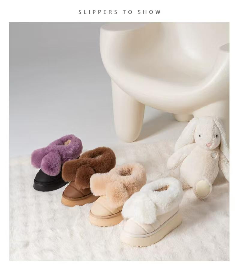 2025 Women's Winter Little Rabbit Snow Boots & Non-slip Cotton Slippers