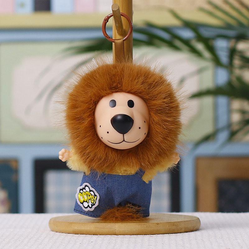 Plush Lion Keychain With Silicone Face Cute Animal Bag Charm For Kids And Teens