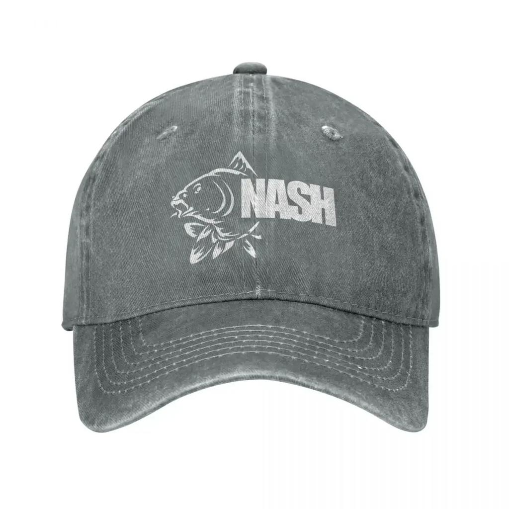 Berretti da Baseball Vintage con Logo Nash Fishing per Unisex Donna Snapback in Denim Usurato Attrezzatura da Pesca alla Carpa Pesca Sportiva Cappelli da Esterno Cappello
