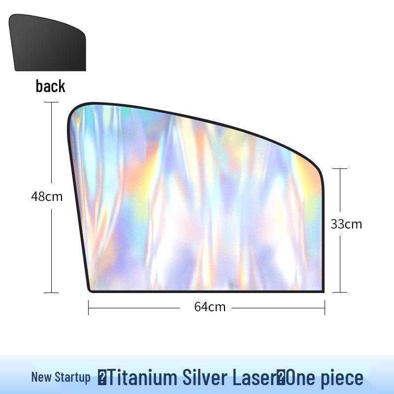 Iridescent Titanium Silver Magnetic Car Sun Shade - Non-transparent Window Curtains