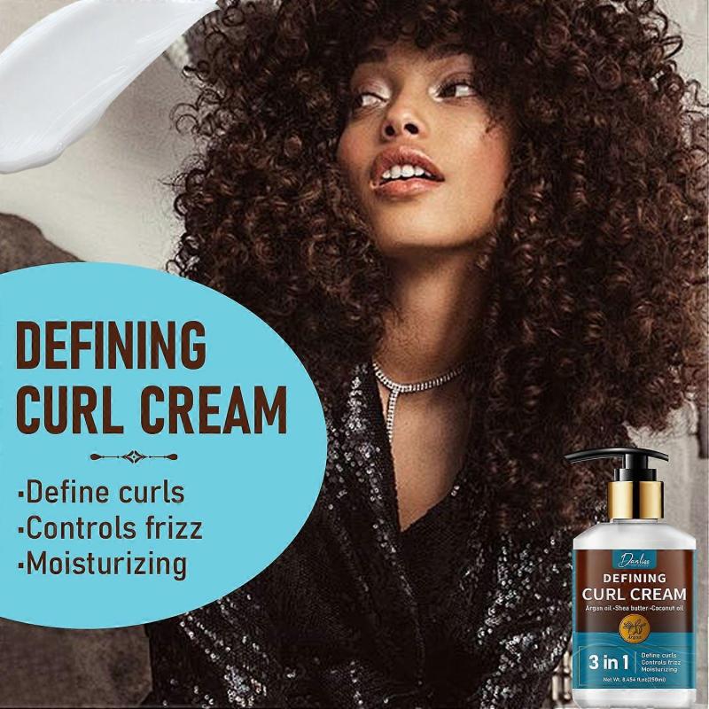 Locken Definierende Creme Feuchtigkeitsspendende Arganöl Haarmaske Locken Feuchtigkeitsspender für betontes welliges Haar und lockiges Haar, Glättende Lockencreme Entwirrt, Pflegt