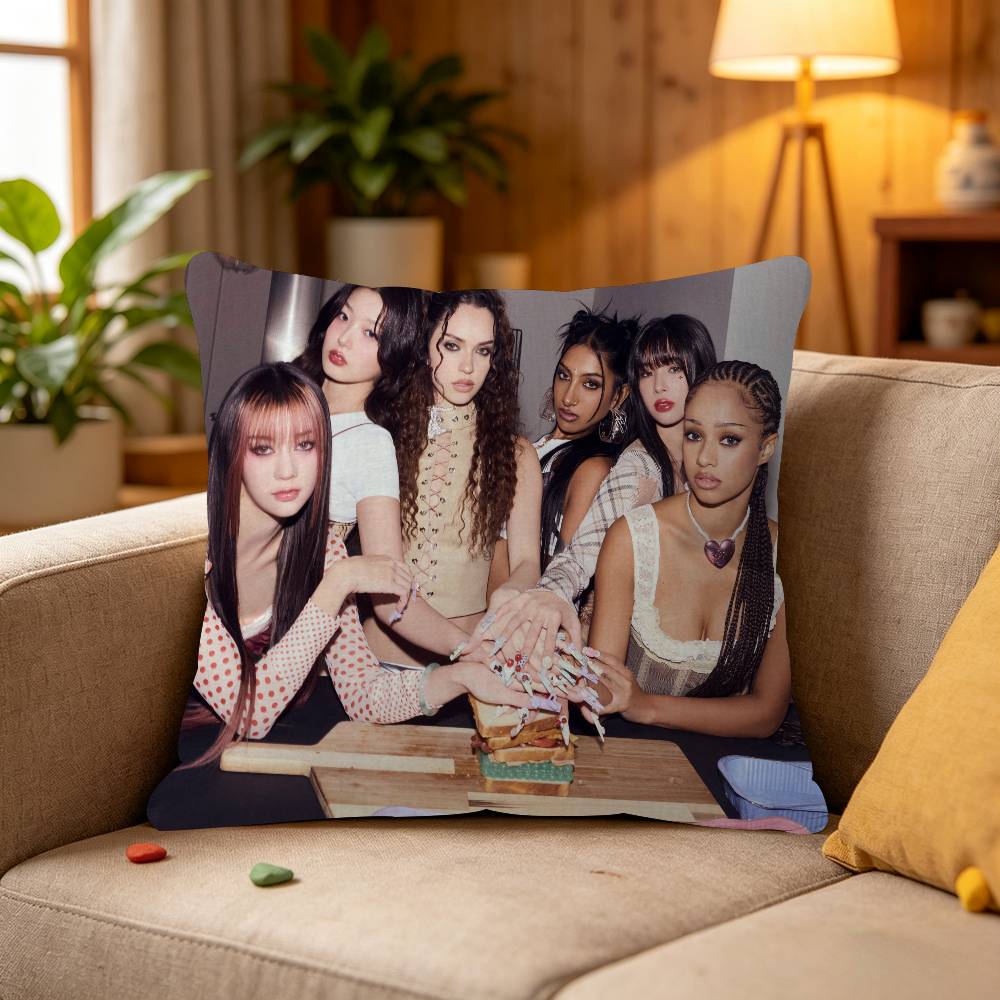 Korea Kpop Band K-Katseye Cushion Cover Inches Farmhouse Decor Home Throw Pillow Covers for Couch Decorations