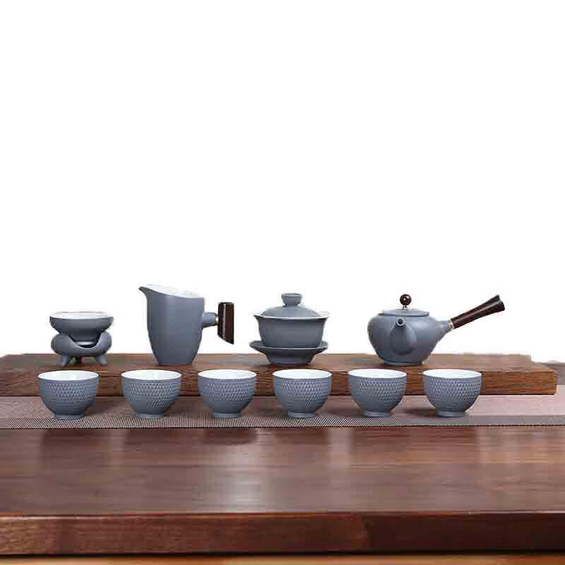 Elegant Stone Glaze Ceramic Tea Set with 3D Pot