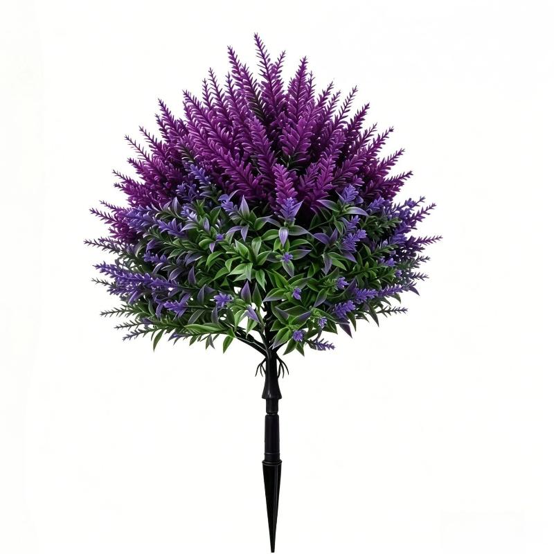 Artificial Lavender Topiary Stake Plant Fake Violet Flower Ground Stake For Garden Yard Patio Lawn Outdoor Landscape Decor