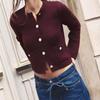 Fall and Winter New Women's Clothing Fashion Style Golden Decorated Row Button Long Sleeves Round Neck Knitting Jacket Outwear 6427144