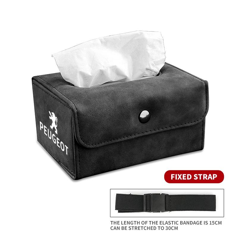 Suede Car Tissue Box Cover Napkin Paper Storage Box Car Interior Accessories For Peugeot 308 408 508 RCZ 208 3008 2008 206 307