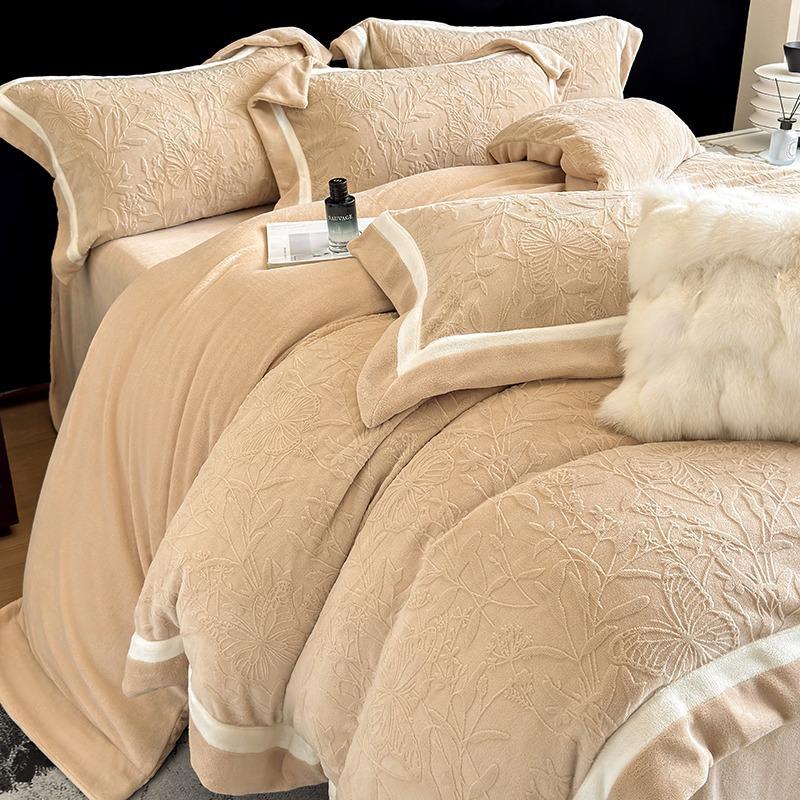 High Gram Weight Thickened Milk Fleece Four-Piece Set Double-Sided Fleece Baby Fleece Anti-Static Warm Bed Kit