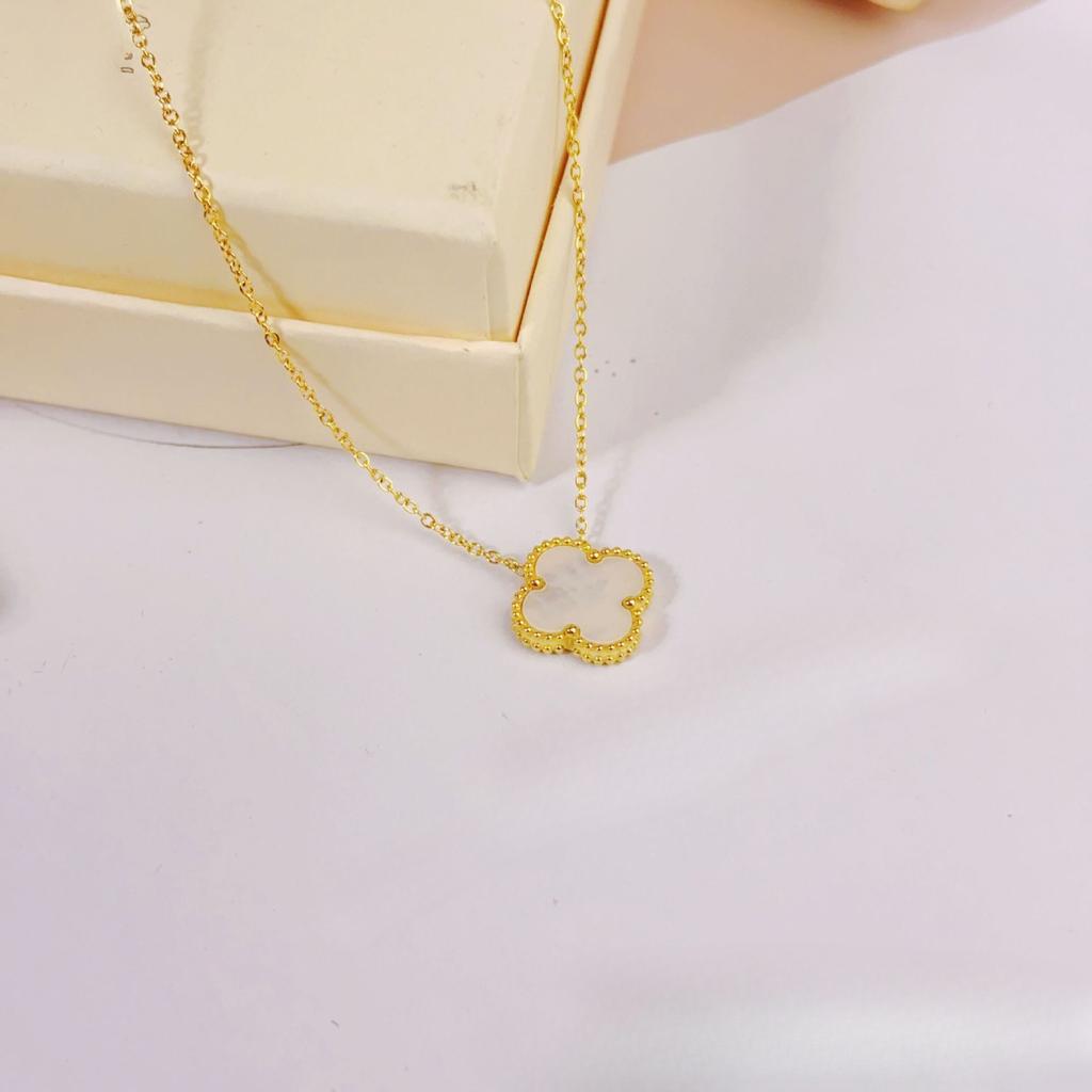 Colier 15mm Trifoi cu Patru Foi Norocos Față-verso Nu se Decolorează Bijuterii de Modă