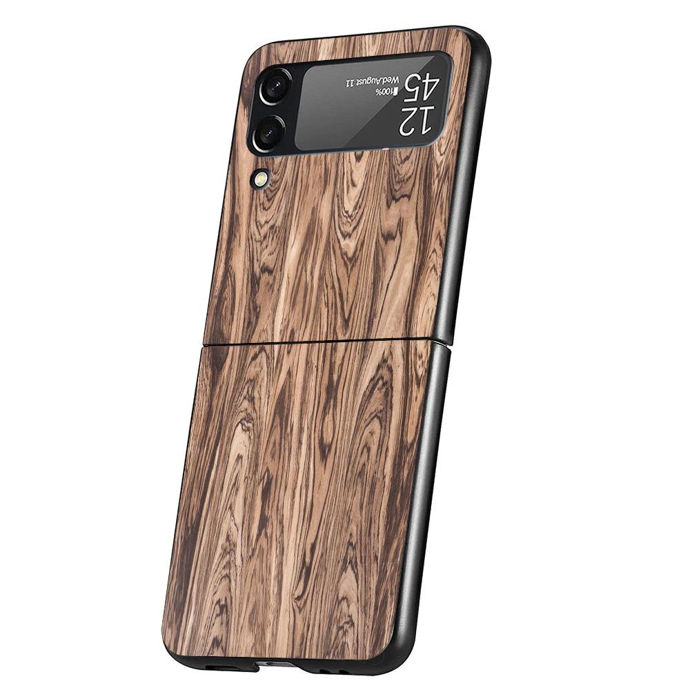 Wood Wooden Pattern Cover Phone Case For Samsung Galaxy Z Flip 7 6 5 4 3 5G Flip7 Flip6 Flip5 Flip4 Flip3 Black Fundas Shell Gal