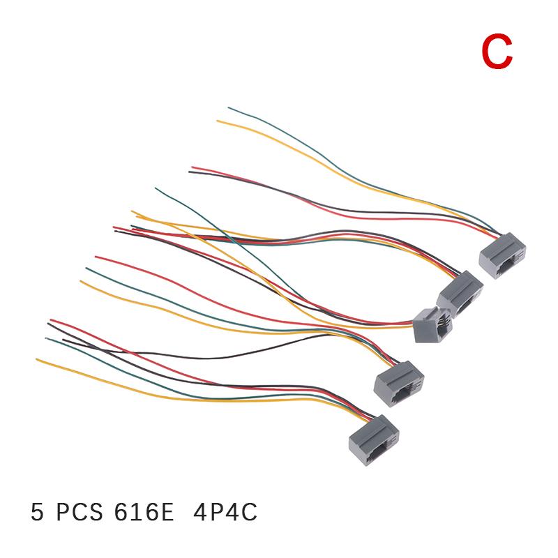 5PCS 616E 623k 616M 641D RJ11\RJ12\RJ45 Female Socket for Internet Phone With Cable 15cm